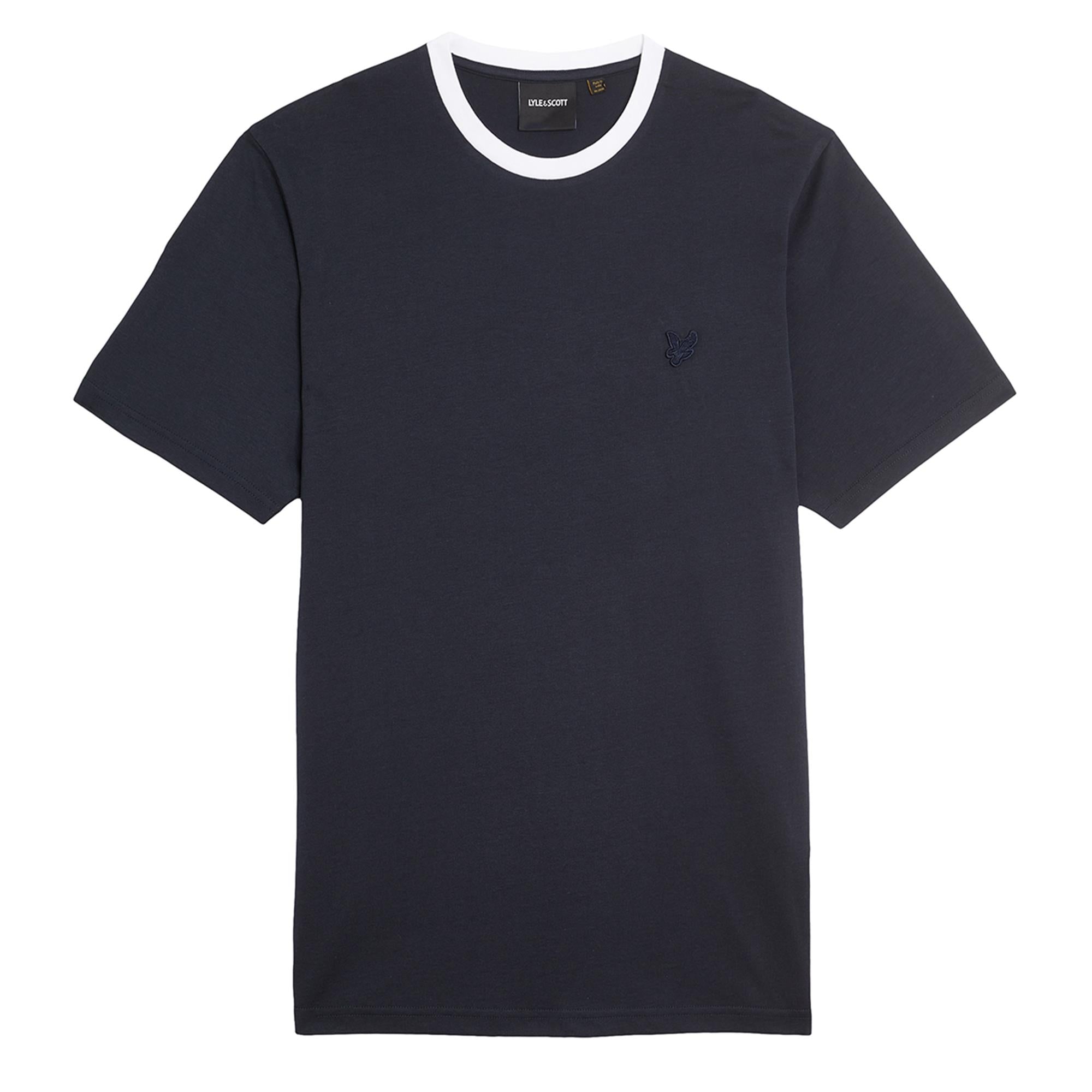 Lyle & Scott Contrast Collar Superfine Mens T-Shirt Navy/White